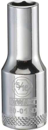 DeWALT DWMT80016OSP Drive Socket, 5/16 in Socket, 3/8 in Drive, 6-Point, Vanadium Steel, Polished Chrome